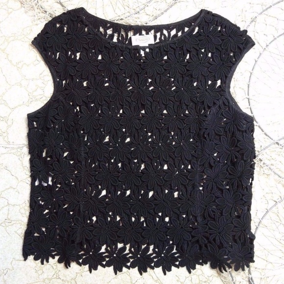 Talbots Tops - Talbots Black Mesh Crochet Tank Top Blouse Sz 12